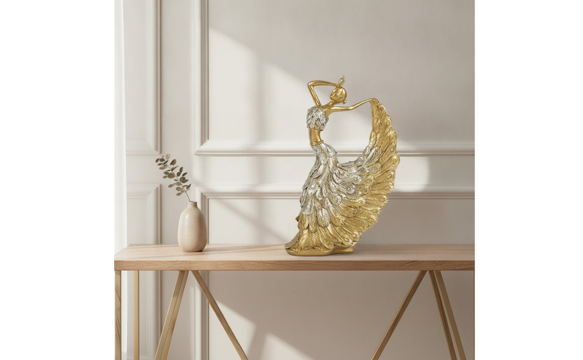 Peacock dancers Figurine Lustrous Peacock dancers Statue Artistic Dancing Girl Sculpture for Living Room, Dance Studio