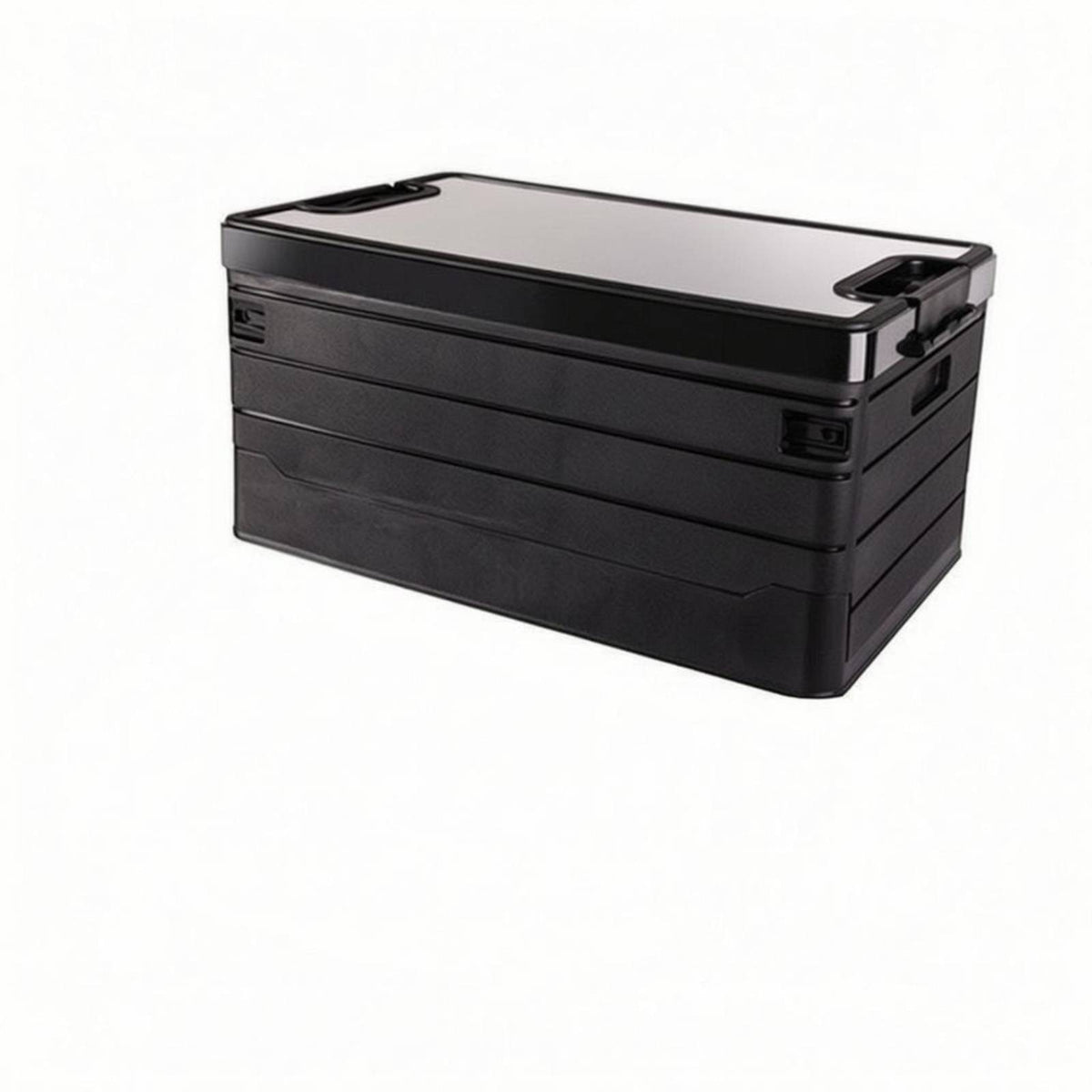 Textured Surface Foldable Trunk Storage Box Ribbed Sides Hard-Shell Trunk Box Fitted Lid Cargo Organizer Collapsible