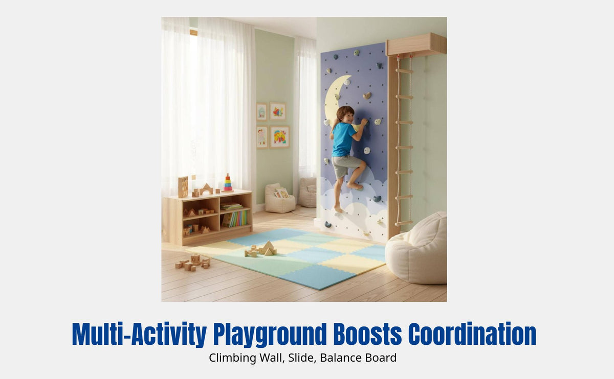 Kids Indoor Climbing Wall, Home Playground Frame, Ladder, Rope Ladder, Fitness Toy