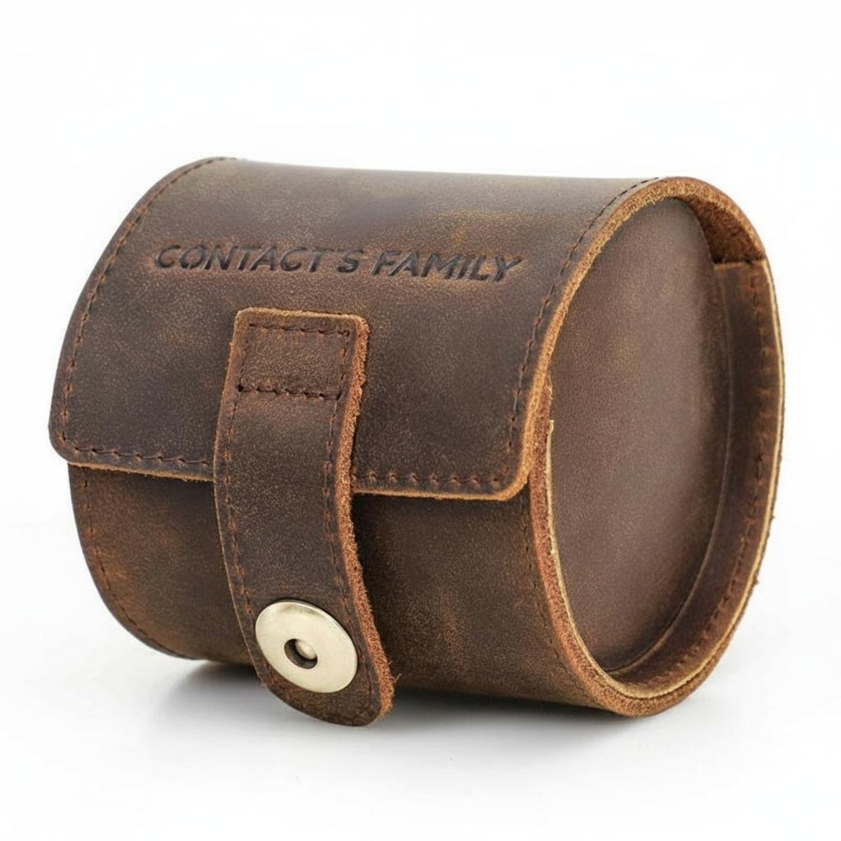 Single Watch Travel Case Portable Handmade Leather Watch Box Individual Accessory Dustproof Shockproof for Men, Business Outing