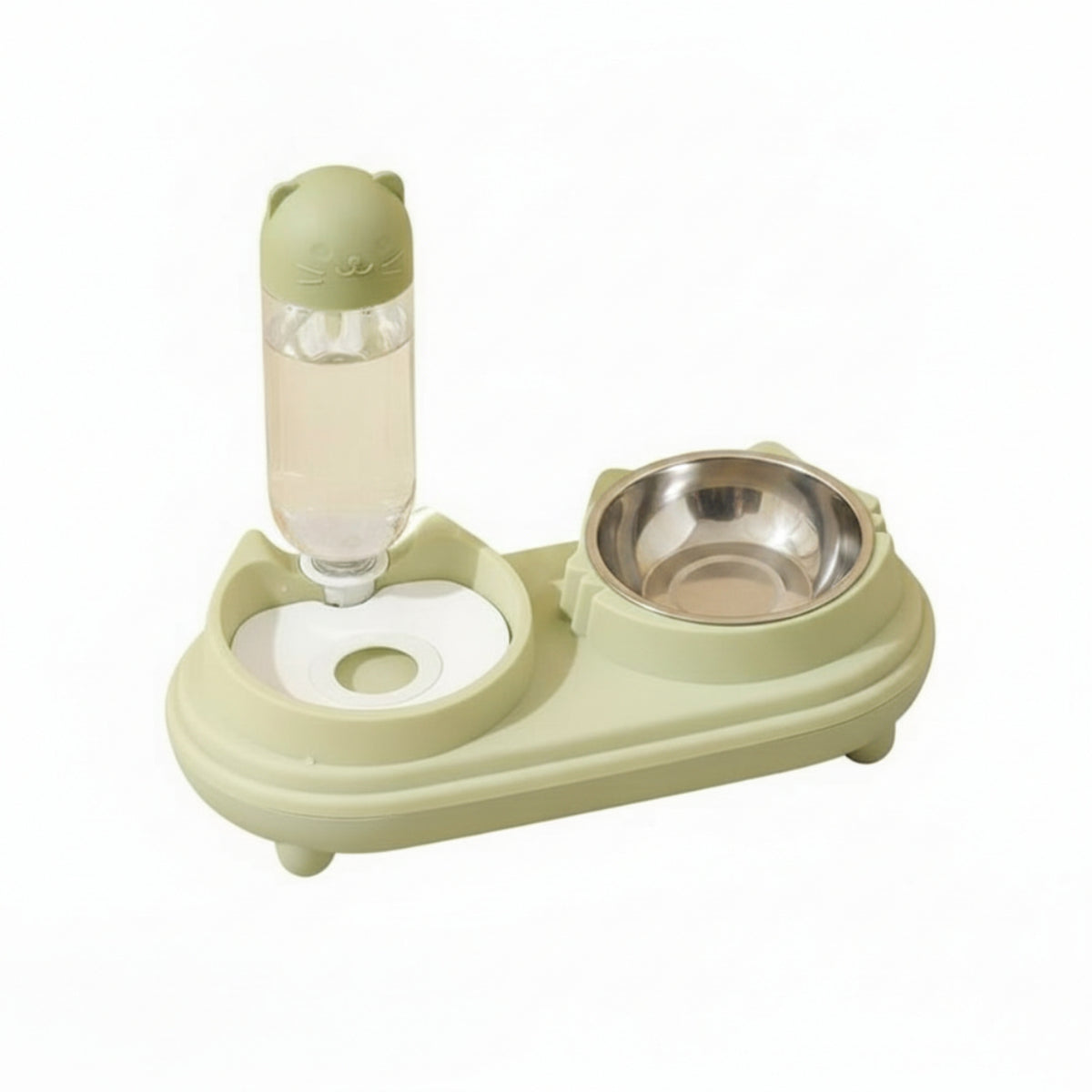 Long-Lasting Elevated Tilted Pet Bowl Set Easy to Clean Automatic Cat Feeder and Water Dispenser Large Capacity Weight-Operated Pet Feeding Station Detachable Design for Cats