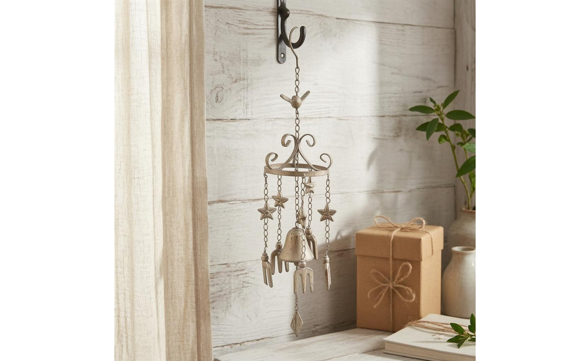 Cast Iron Wind Chime Chain Hanging Chain Bronze Wind Chime Teardrop Weight Hanging Bell Ornament for Courtyard, Balcony