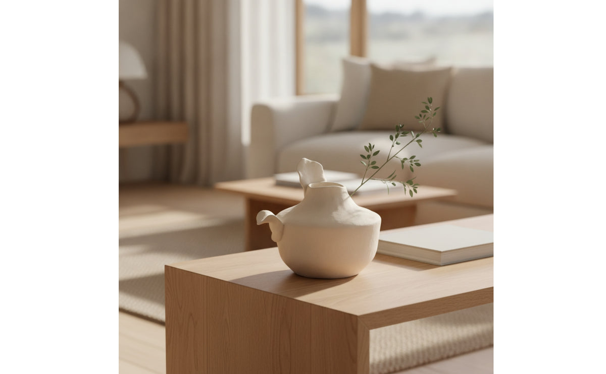 Ceramic Vase Handmade Artistic Vase Asymmetrical Vessel for Living Room