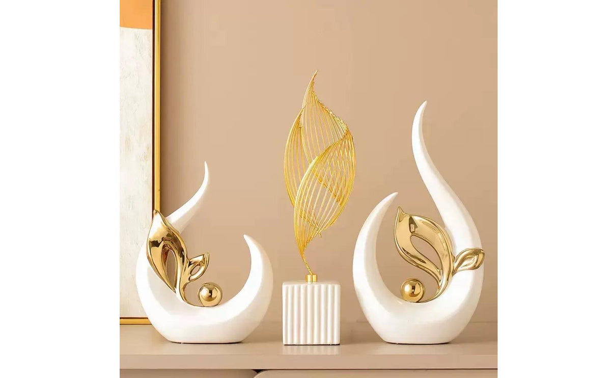 Elegant Accent Piece Modern Abstract Ceramic Sculpture Long-Lasting Luxury Table Ornament Modern Art Sculpture for Living Room, TV Cabinet, Bookshelf, Office Desk