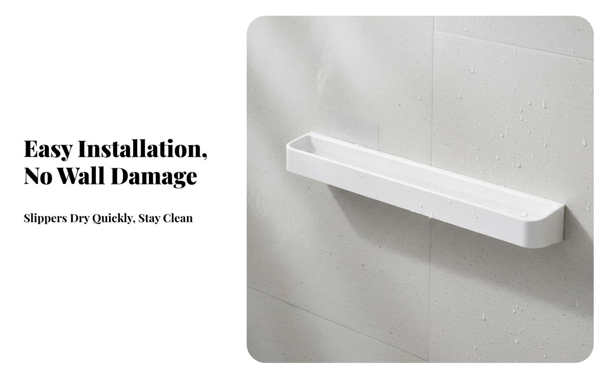 Wall Mounted Slipper Rack Space-Saving Draining Shoe Shelf Easy Installation Punch Slipper Storage for Families, Washroom, Dorm Room, Behind Door