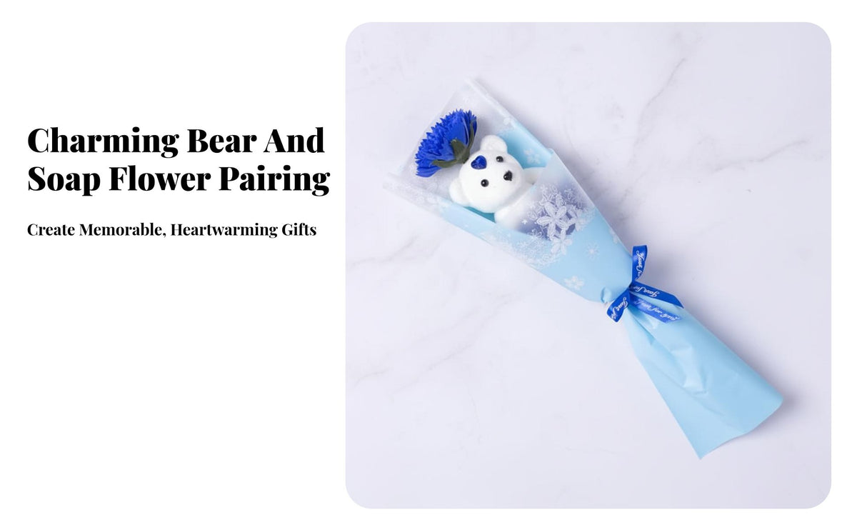 Soft Toy Soap Flower Bouquet Long Scented Soap Flower Arrangement Ever Single Flower Bear Gift for Teachers, Anniversary, Birthday, Wedding