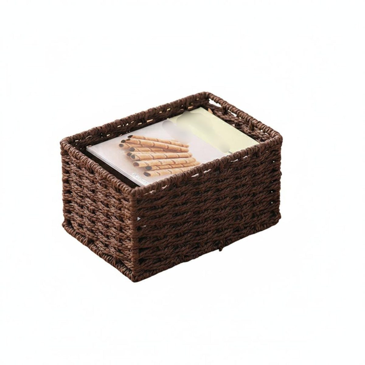 Woven Rectangular Box Multi-Purpose Organizing Basket Handmade for Homemakers