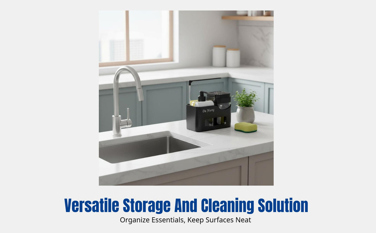 Soap Dispenser, Multi-Functional Storage Box, Countertop Organizer with Towel Rack for Bathroom Kitchen