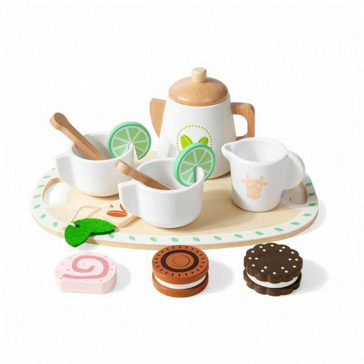 Wooden Tea Party Toy Creative Wooden Tea Set Tabletop for Daycare