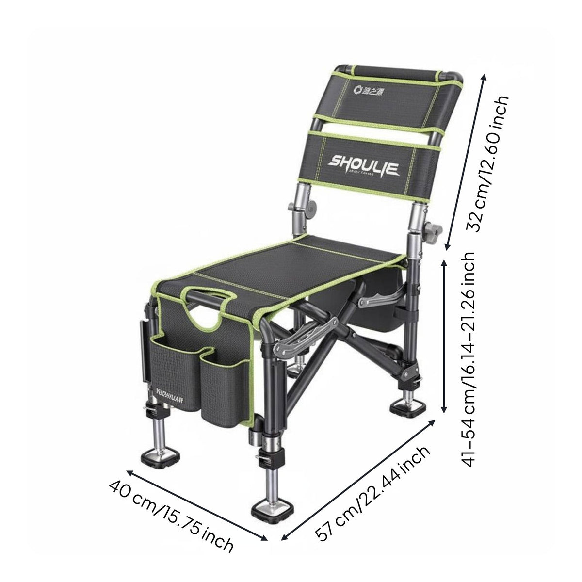 Folding Fishing Chair Heavy Duty Construction Fishing Chair with Backrest Stable Reinforced Scaffold for Anglers, Fishermen, Camping, Riverside