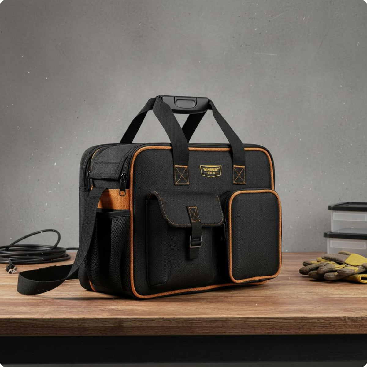 Large Capacity Electrician Tool Bag Thickened Canvas Tool Bag Multi-Pocket Storage Heavy Duty for Electricians, Technicians, Workshop, Job Site