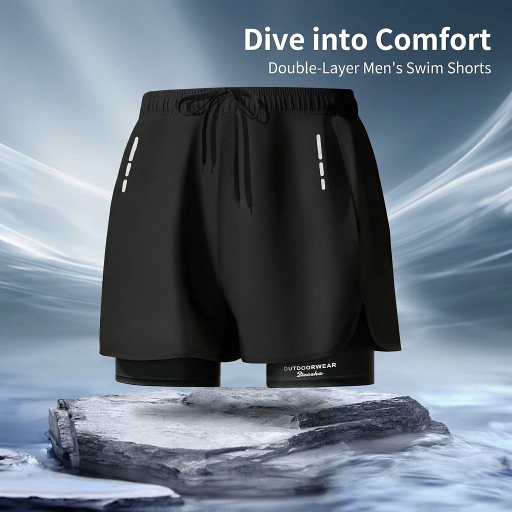 Men's Quick-Dry Polyester Swimming Shorts, Comfortable Trunks for Water Sports and Lakeside Trips