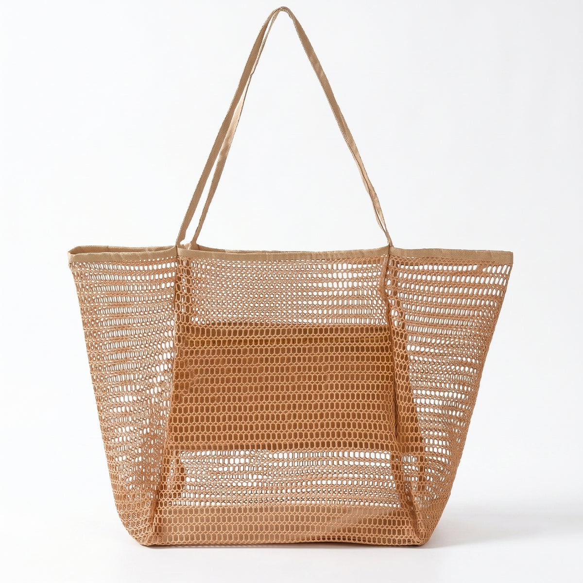 Breathable Mesh Tote Bag Structured Tote Bag with Inner Pocket Easy-Clean Portable for Beach