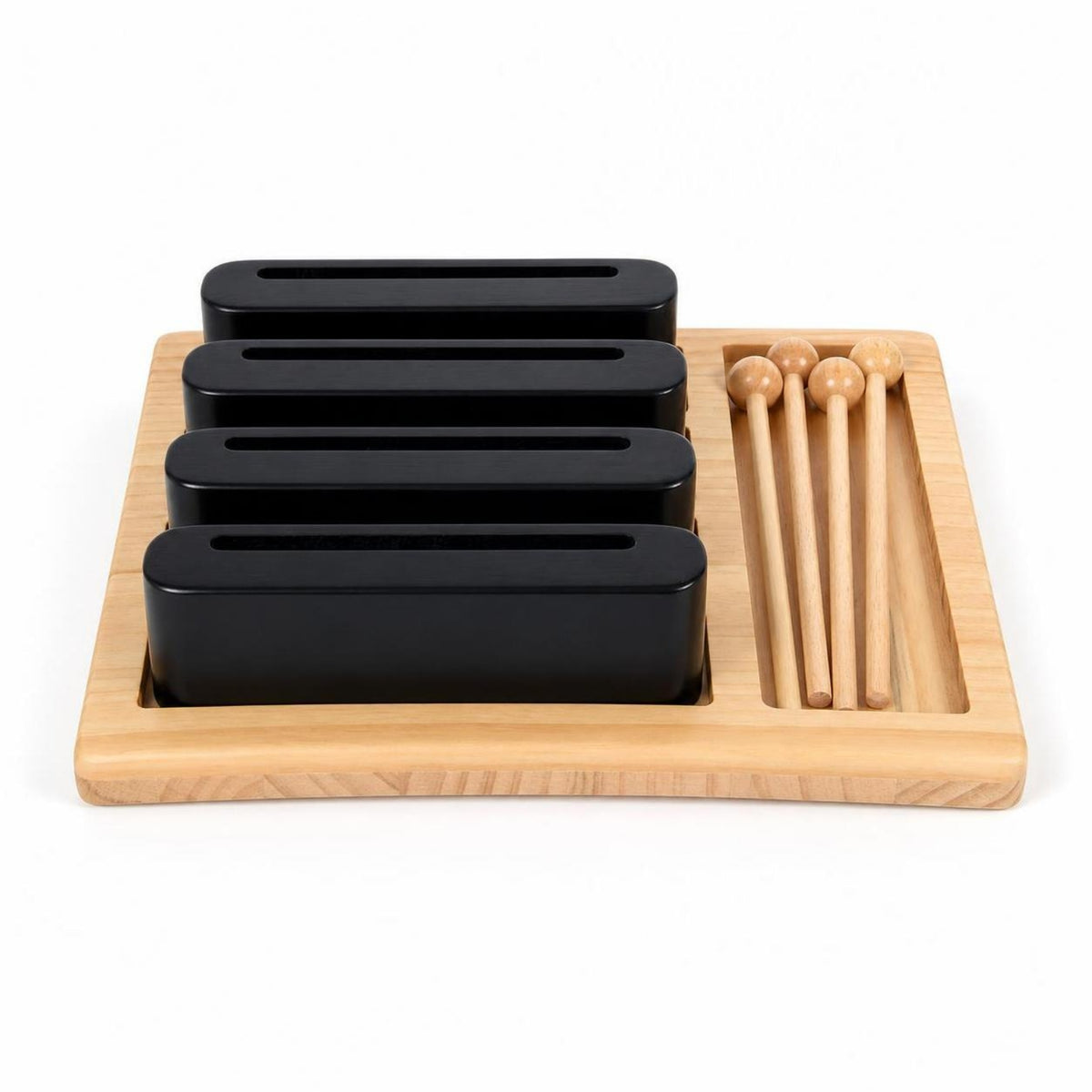 Black Wood Block Percussion Set Natural Acoustic Quality Tray Percussion Instrument Long-Lasting