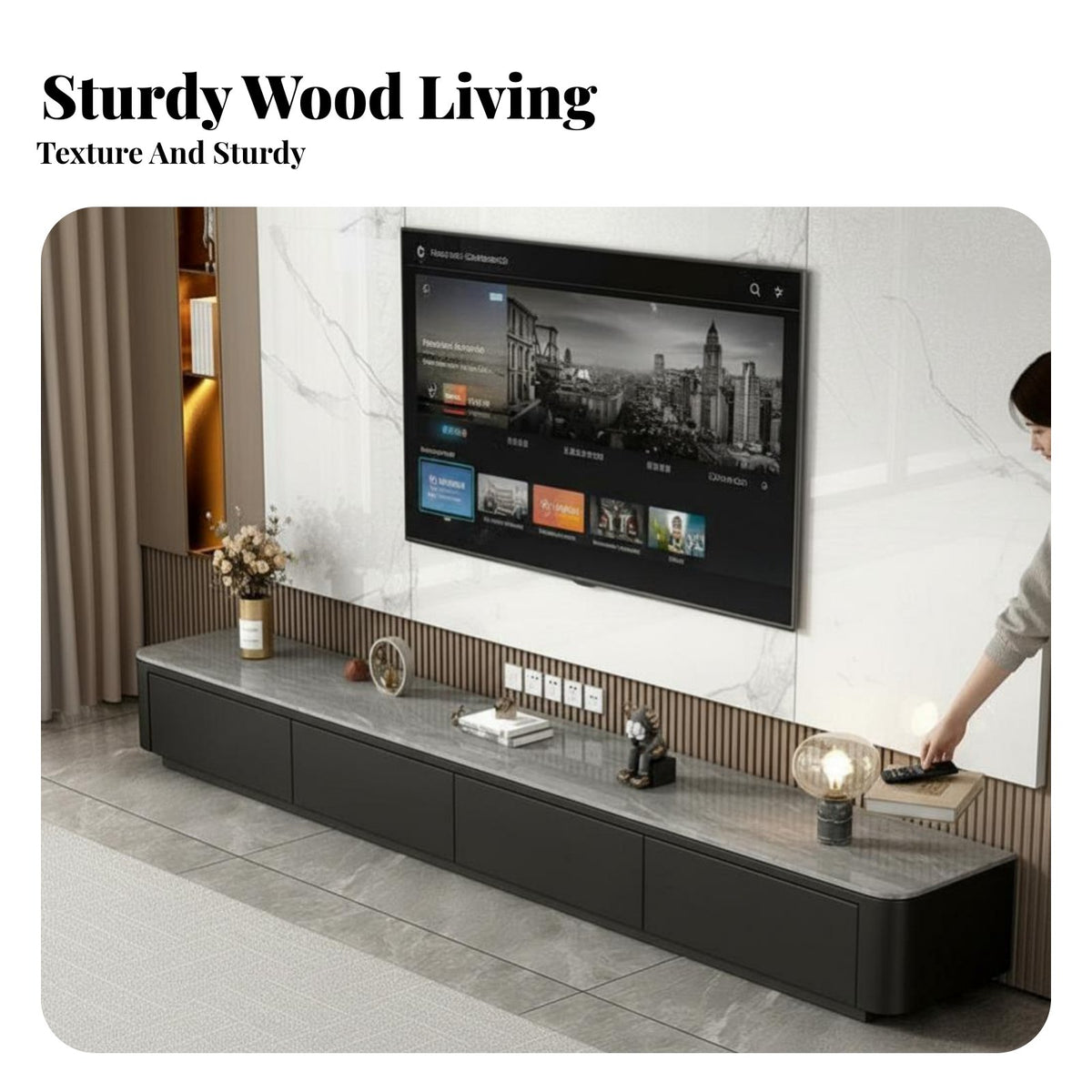2 Pieces low-height TV Stand and Coffee Table Combo Modern Design Living Room Furniture Space-Saving multimedia multimedia stand Set for Families, homeowners, Den
