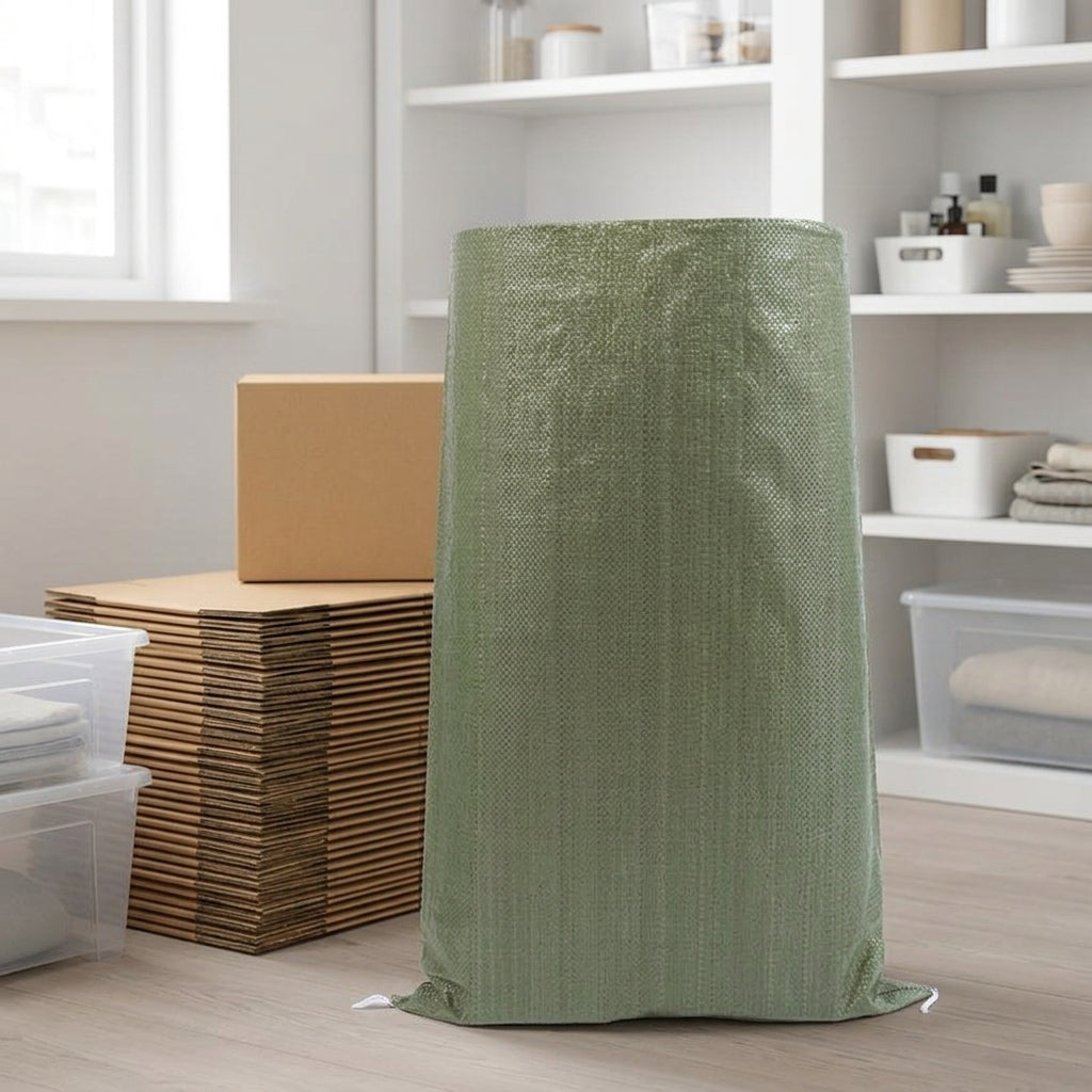 Woven Polypropylene Debris Sacks, Garden Waste Bags for Soil and Cement, 50kg Load Capacity Tear-Resistant Reusable Construction Storage Bag