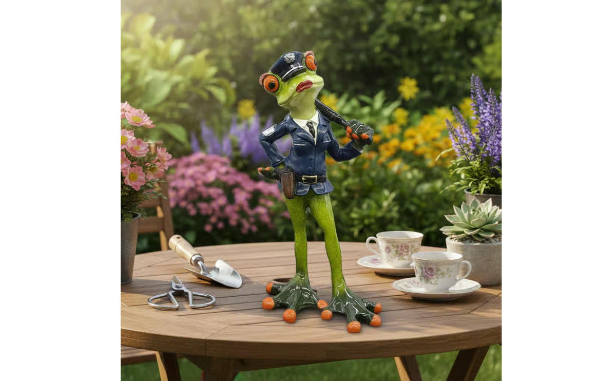 Police Frog Figurine Commencement Gift Frog Police Officer Statue Miniature Creature Sculpture Sleek Finish Stable Base
