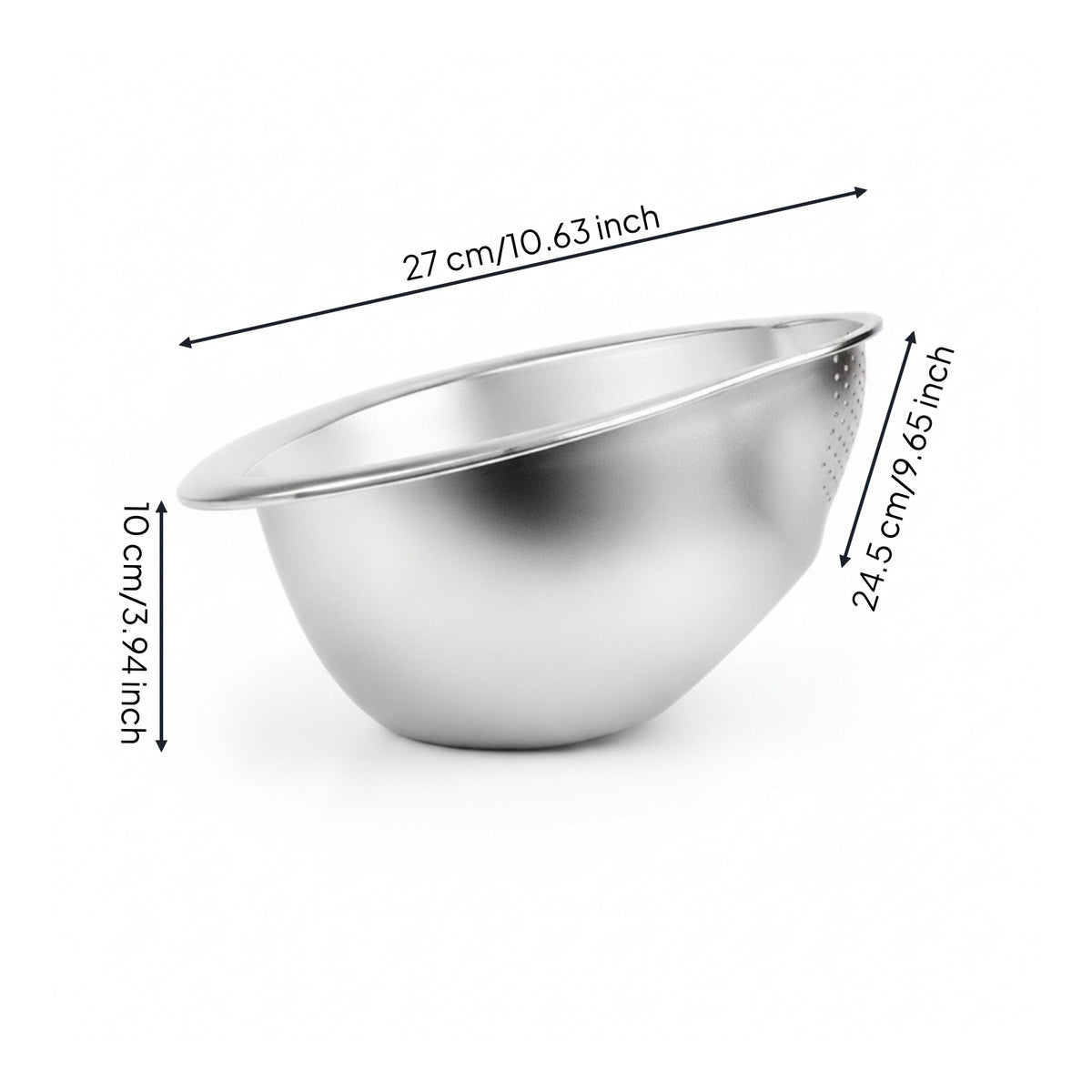 Perforated Rice Washing Bowl with Drainer Rolled Rim Strainer Bowl with Side Drainers Shallow Rice Washer Colander Sturdy for Vegetable Rinsing