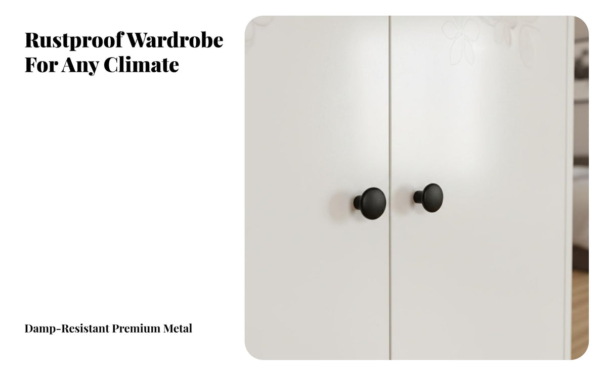Printed Steel Wardrobe Humidity-Resistant-Resistant Metal Clothes Armoire Large Capacity Steel Clothing Cabinet for Renters, Adults, Dormitory