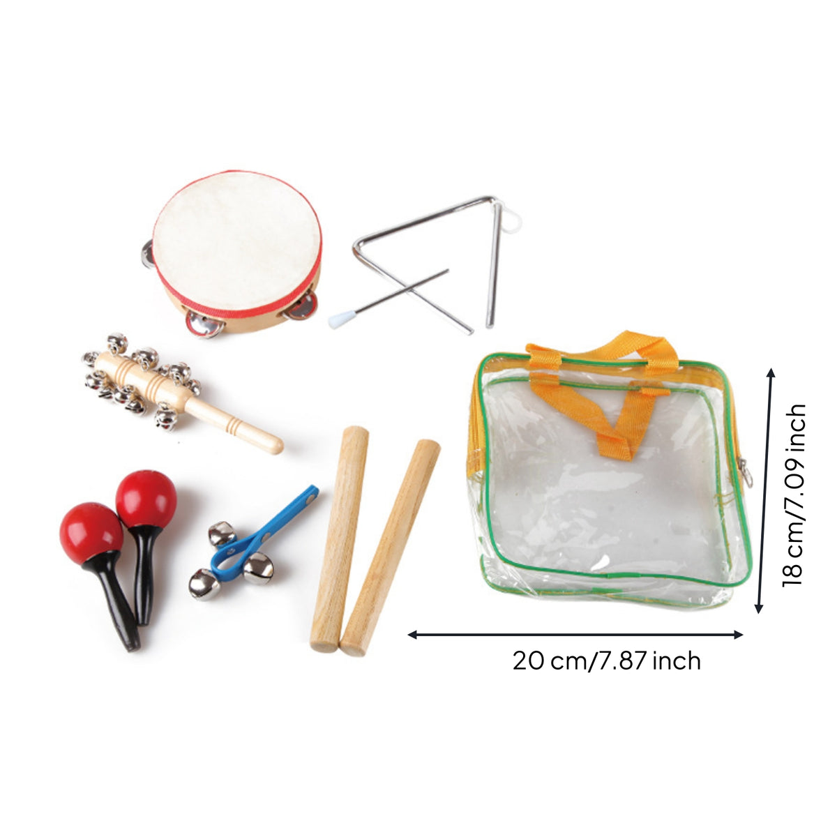 6 Pieces Percussion Instrument Set with Storage Bag Wood Wooden Percussion Instruments Set Educational for Kids, Preschoolers