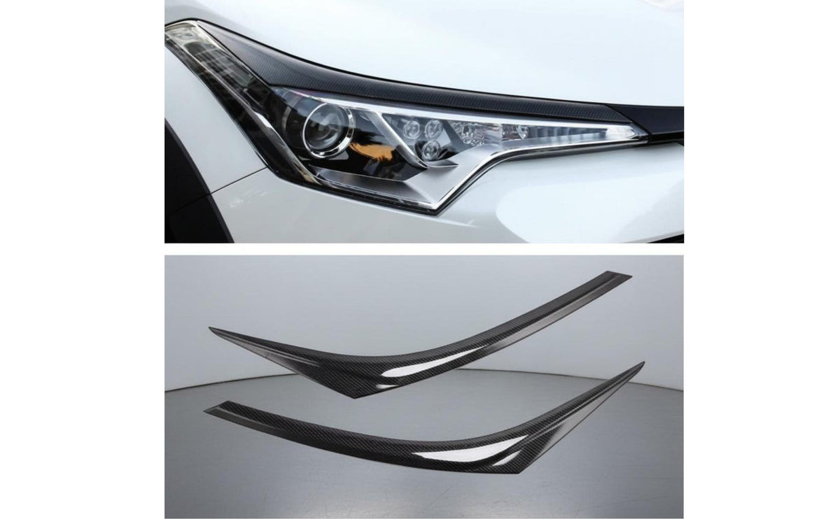 2 Pieces Carbon Fiber Headlight Eyebrows Self Headlight Eyebrow Easy Installation Carbon Fiber Headlight Molding for Car Enthusiasts