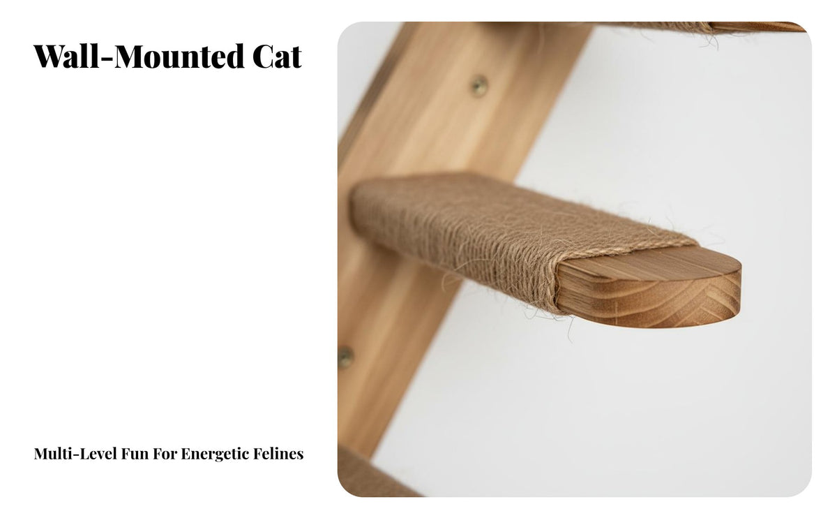 Space Saving Cat Wall Furniture Solid Wood Wall Mounted Cat Shelves Easy to Install Pet Supplies Sturdy for Indoor Cats, Apartment Dwellers, Small Homes, Living Room, Bedroom, Home