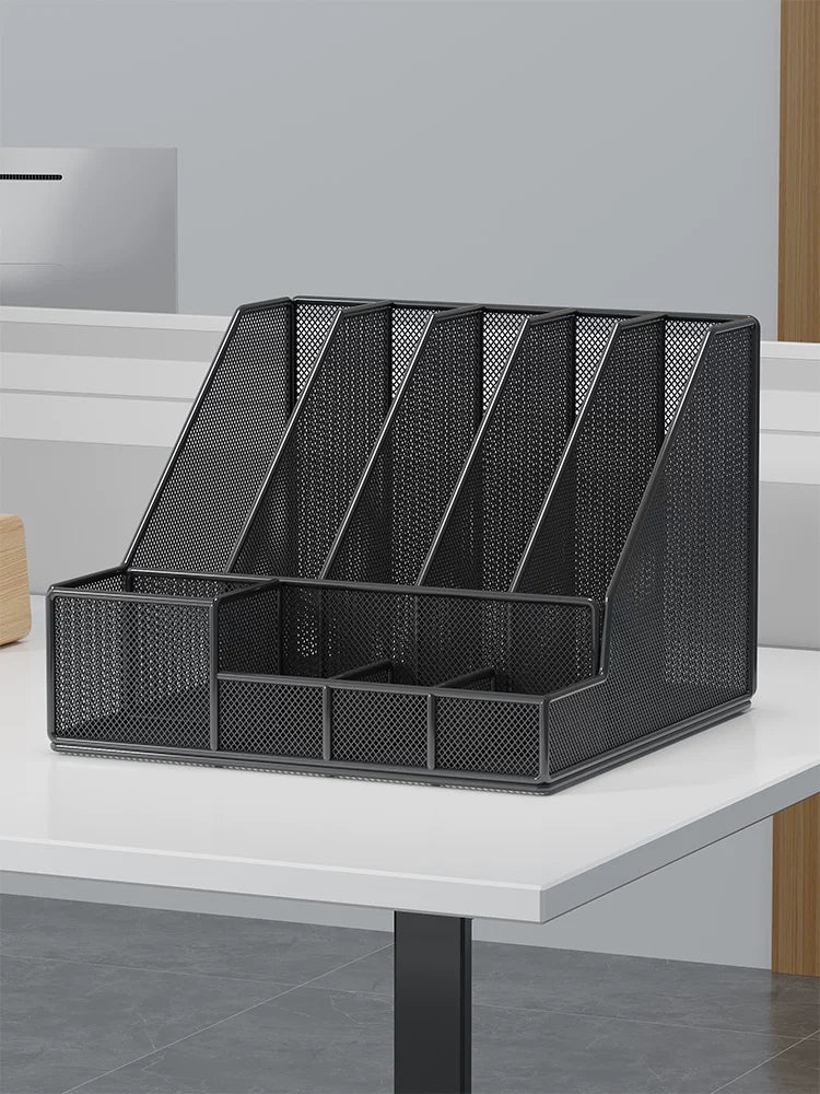 Metal Mesh Desk File Organizer, Multi-tier Document Holder for Office and Home, A4 Paper Storage Rack