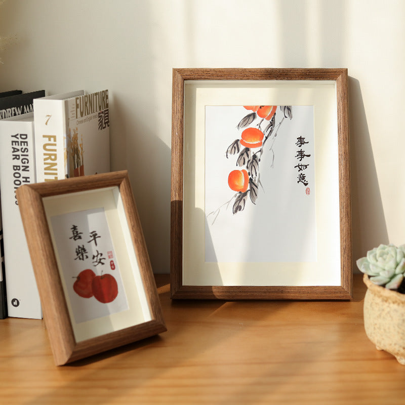 3D Hollow Wooden Photo Frame Tabletop Wall Mount for 5x7, 8x10, A4, A3 New Chinese Calligraphy Painting Cardboard Picture Frame