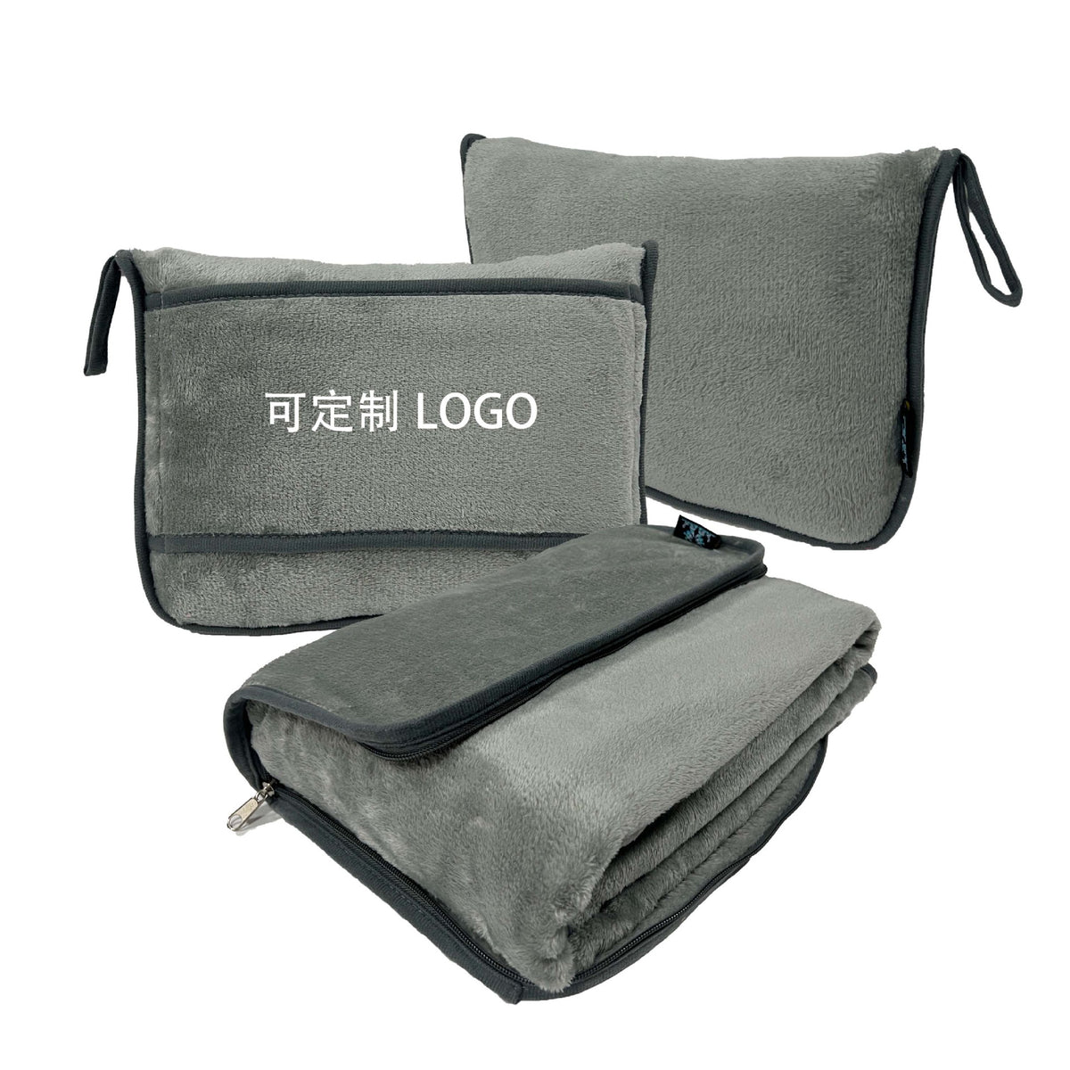 Travel Flannel Blanket with Pillow Bag, 2-in-1 Foldable Car and Airplane Throw