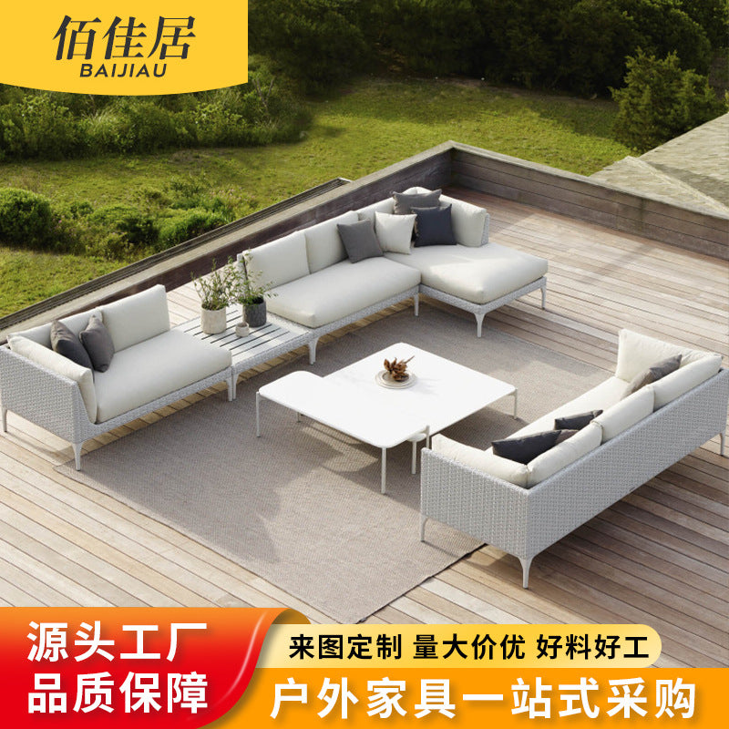 Outdoor Rattan Woven Sofa Set for Patio Garden Villa