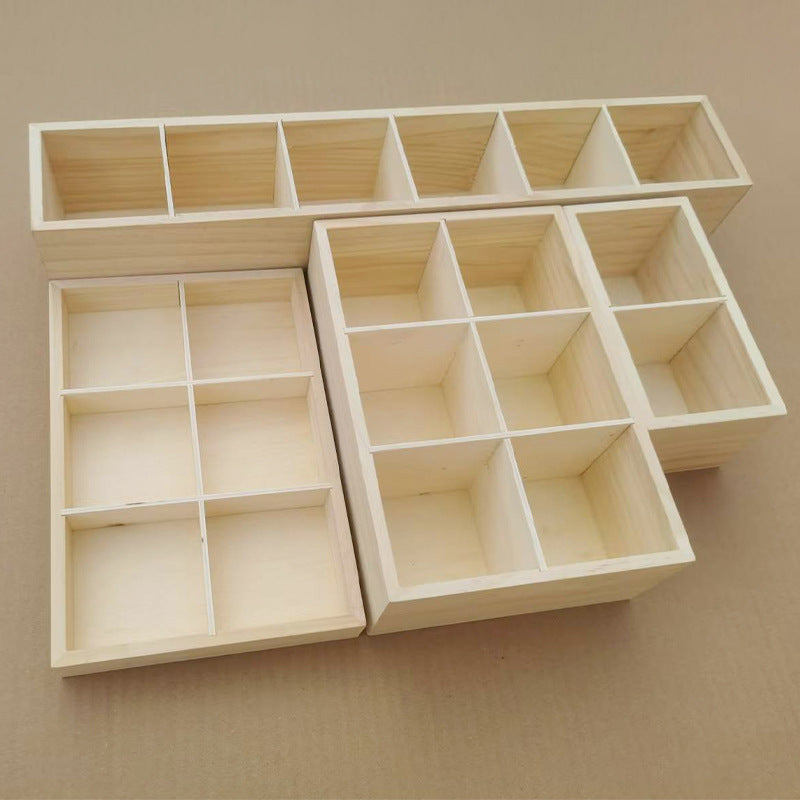 Wooden Multi-Compartment Storage Box for Collectibles and Desk Organization