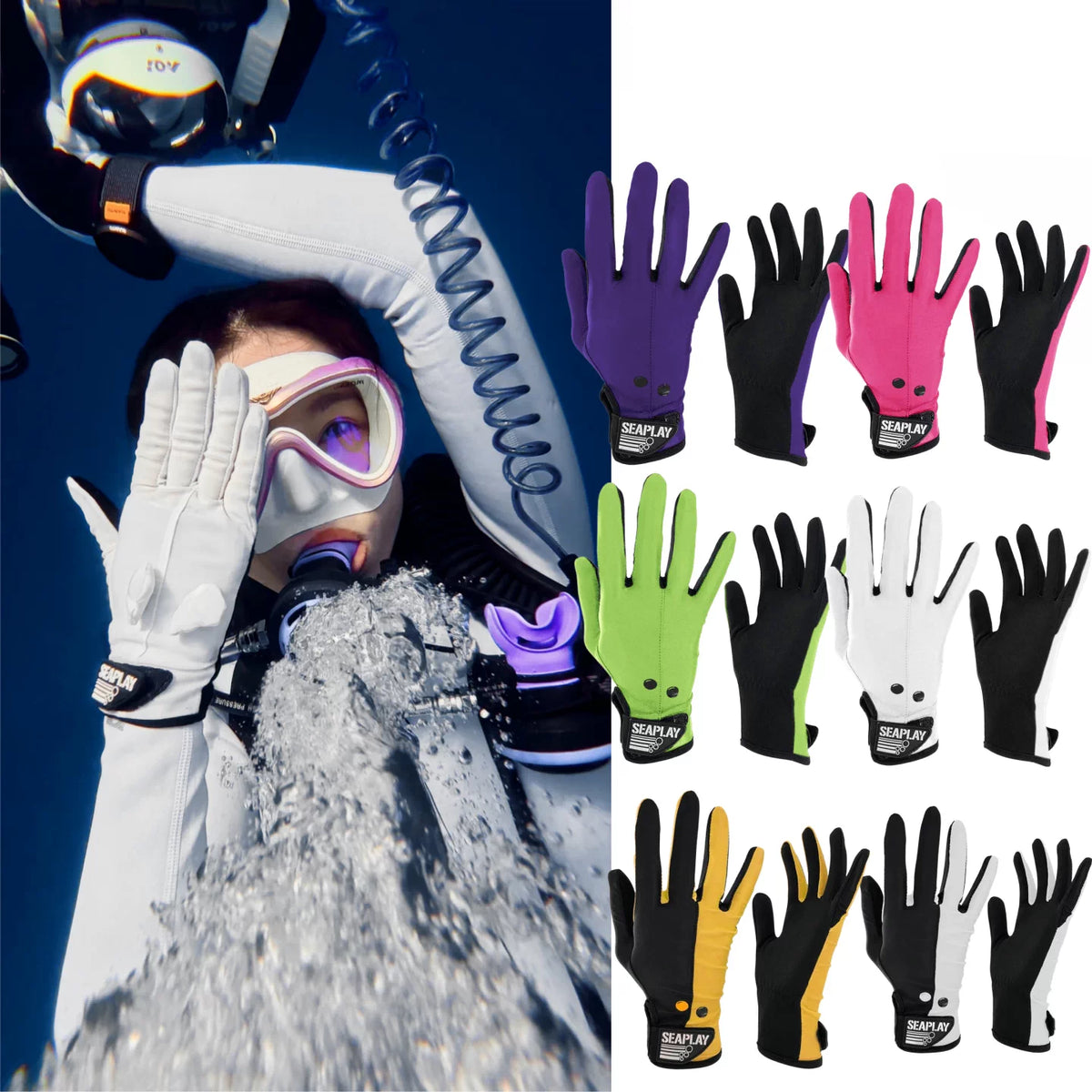SEAPLAY D5 Ultra-Thin UV Protection Diving Gloves for Freediving and Surfing