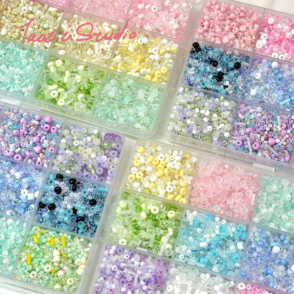 12-Grid Low Saturation Glass Seed Beads Kit for DIY Jewelry Making
