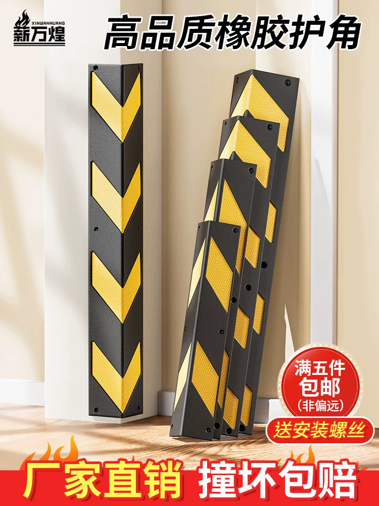 Rubber Corner Guard Wall Protector Strip for Garage Parking Lots and Pillars, Reflective Safety Bumper