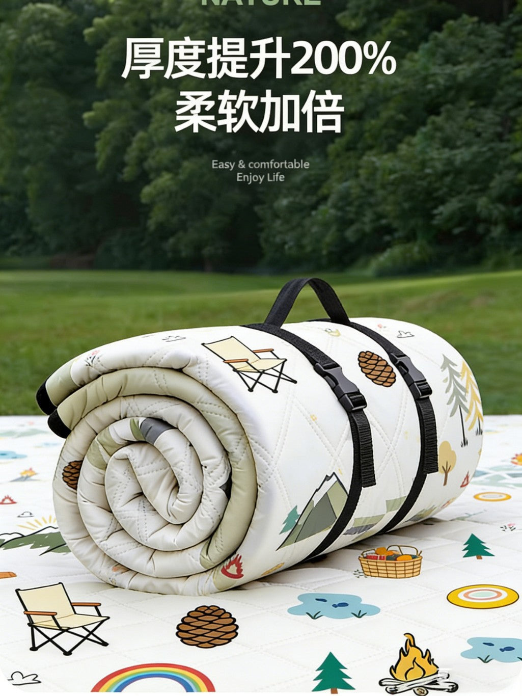 Extra Thick Ultrasonic Picnic Blanket Tent Mat for Outdoor Camping and Beach