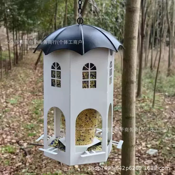 Castle Bird Feeder European Style Hollow Lantern House for Outdoor Garden Decor