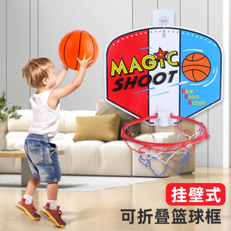 Wall-Mounted Foldable Basketball Hoop Set for Kids and Adults, Punch-Free Indoor/Outdoor Inflatable Basketball Toy