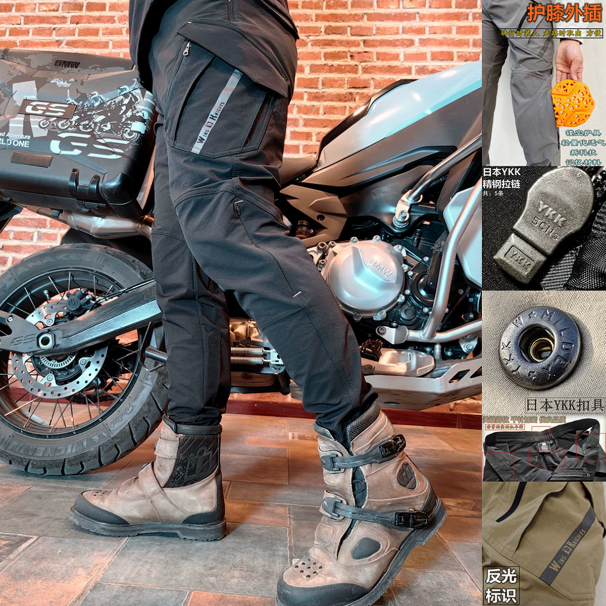 WK Knight Motorcycle Racing Pants with Armor - Summer Quick-Dry Breathable Stretch