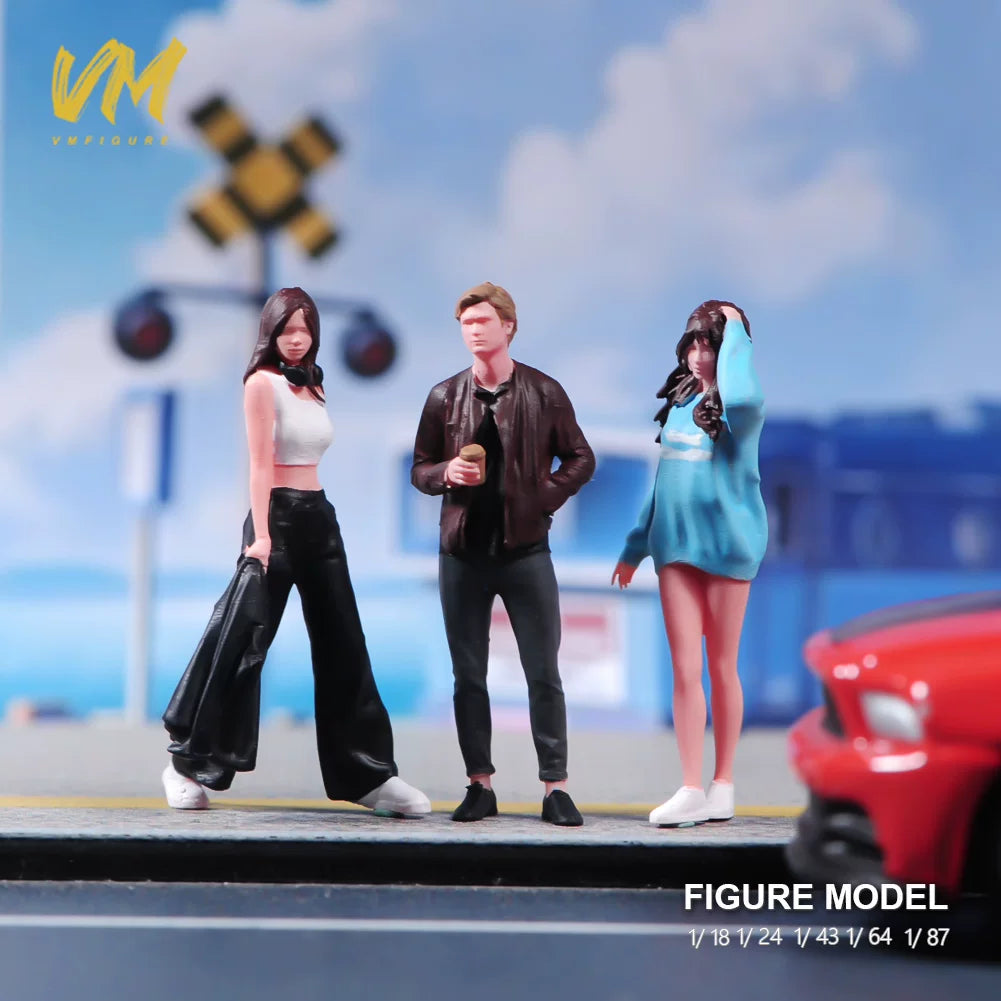Miniature People Figures 1/24 1/43 1/64 1/87 Scale, Casual Street Scene Models with Coffee/Milk Tea