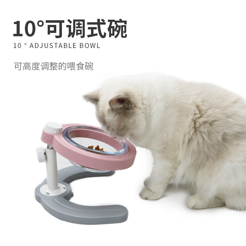 Adjustable Height Pet Feeding Station with Tilted Design and Glass Bowls