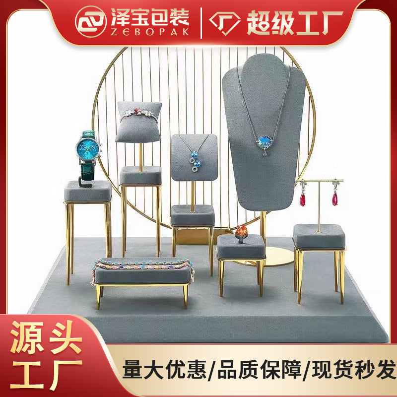 Microfiber Jewelry Display Stand for Rings, Bracelets, Necklaces, and Earrings - Premium Metal Organizer for Showcases