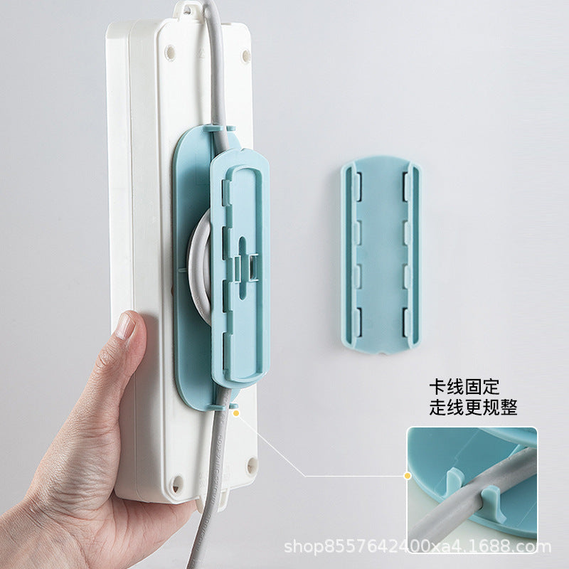 Punch-Free Wall-Mounted Power Strip Holder with Cable Organizer