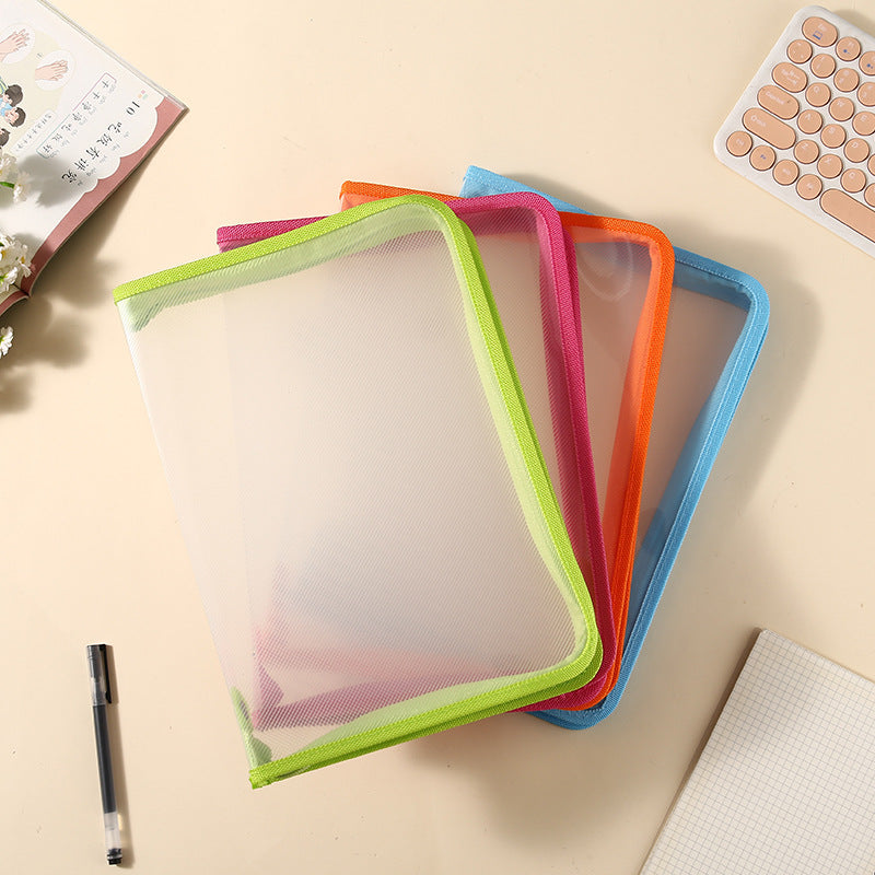 Transparent Twill A4/A6 PP Zipper File Folder Bag for Document Organization