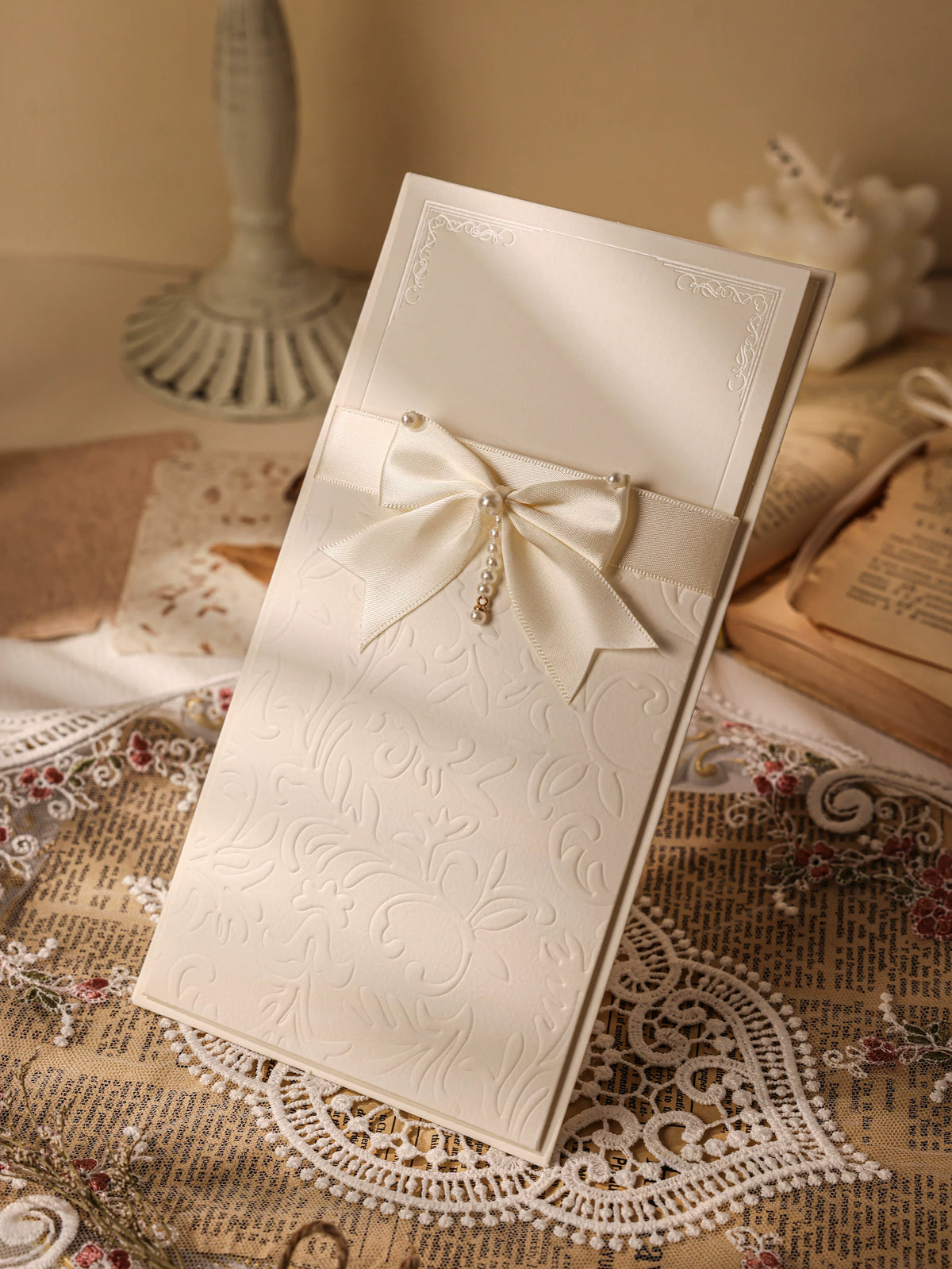 Echoes French Vintage Embossed Greeting Card for Weddings, Thank You, Blessings, and Invitations