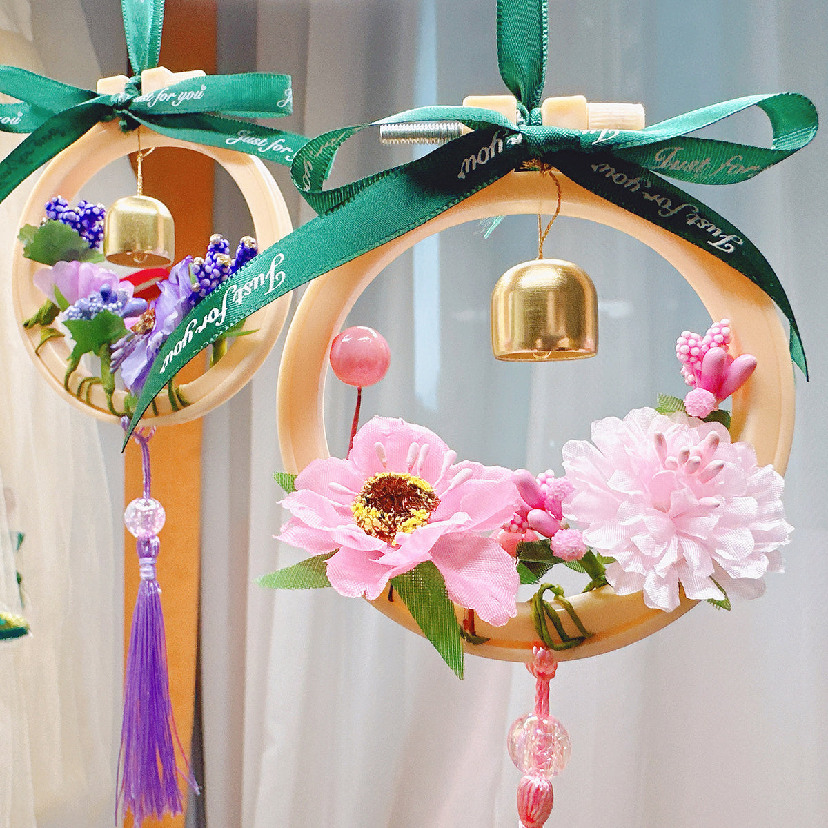 Handmade DIY Wind Chime Material Kit Bamboo Ring Hanging Ornament Balcony Home Decor Retro Style