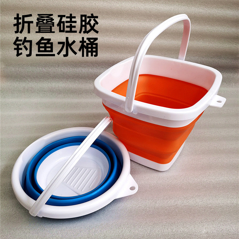 Foldable Silicone Fishing Bucket Portable Thickened Collapsible Water Pail for Outdoor Fishing and Car Use