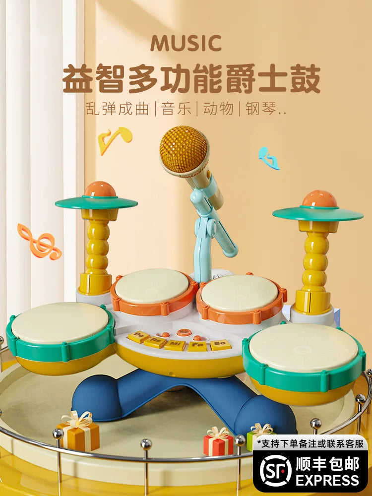 Baby Drum Set Toy with Music and Lights for Toddlers 1-3 Years Old