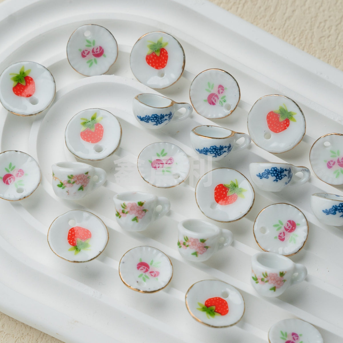Miniature Teacup and Saucer Ceramic Beads for Jewelry Making