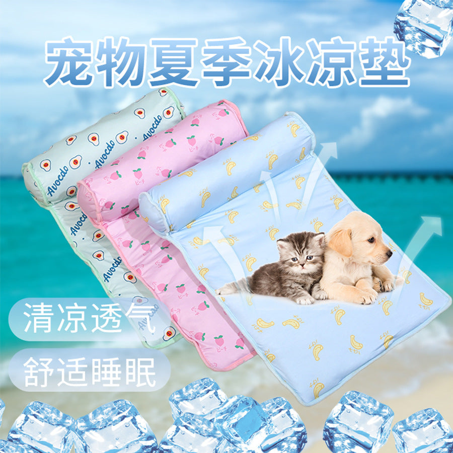 Pet Cooling Mat for Dogs and Cats, Silk Cotton Summer Cool and Soft Pet Bed