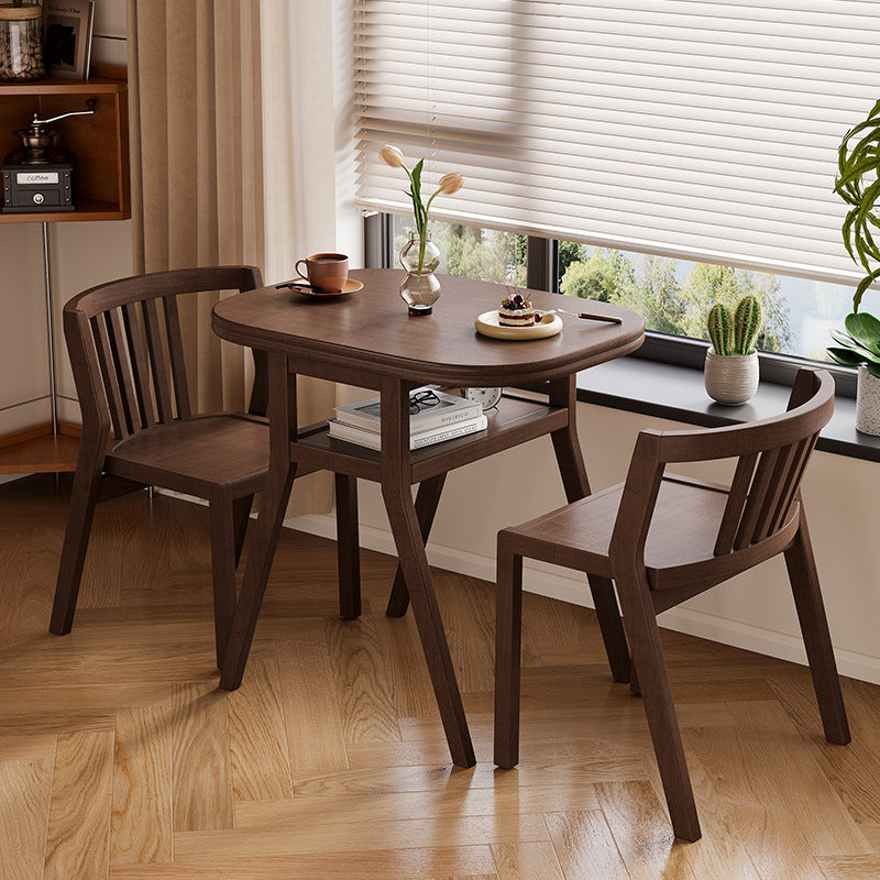Solid Wood Balcony Bistro Set, Small Dining Table and Chairs, 3-Piece Combination for Home Leisure and Tea, Compact Space, Foldable